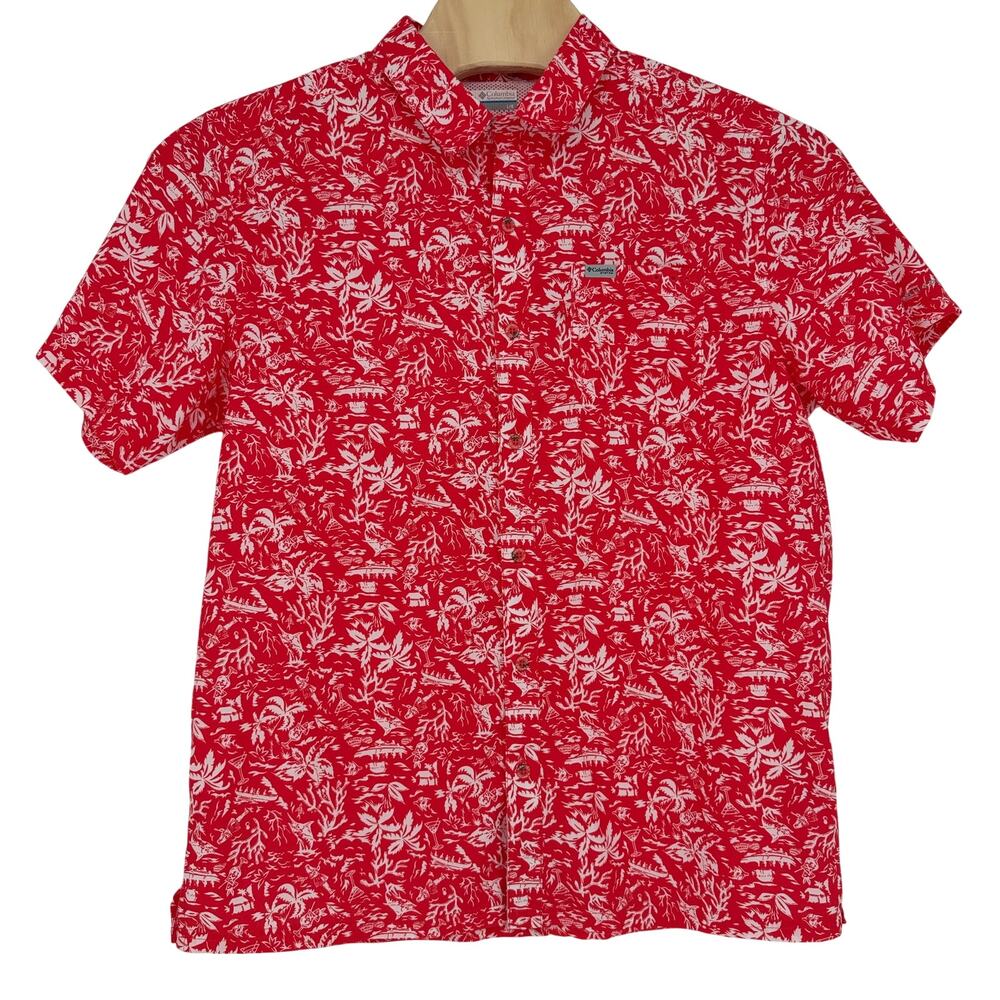 Columbia PFG Omni Shade Hawaiian Fishing Shirt Mens Size Large Short Sleeve